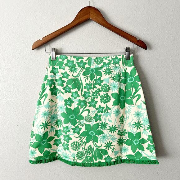 Spartina 449 Fringe Faux Wrap Skort Green Wildflowers Women’s Size XS NEW! - Picture 5 of 13